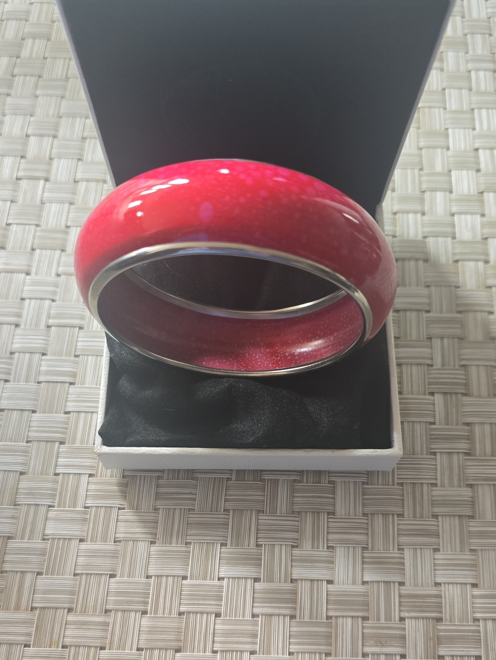 Red Enamel Bangle Bracelet - Women Jewelry